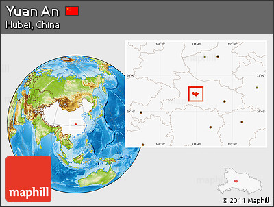 Physical Location Map of Yuan An, highlighted country