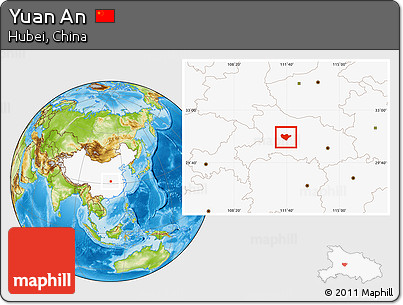 Physical Location Map of Yuan An, highlighted country