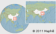 Savanna Style Location Map of Yuan An, highlighted country, within the entire country, hill shading