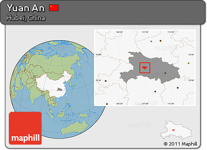 Savanna Style Location Map of Yuan An, highlighted country, highlighted parent region