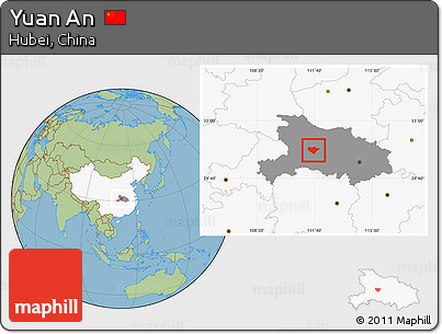 Savanna Style Location Map of Yuan An, highlighted country, highlighted parent region