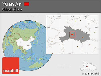 Savanna Style Location Map of Yuan An, highlighted country, highlighted parent region