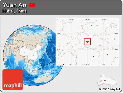 Shaded Relief Location Map of Yuan An, highlighted country