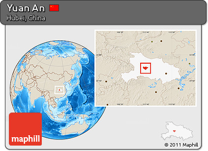 Shaded Relief Location Map of Yuan An, highlighted parent region
