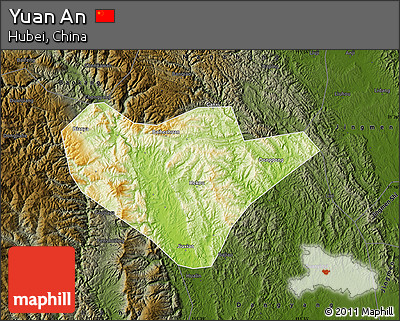 Physical Map of Yuan An, darken