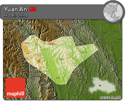 Physical Map of Yuan An, darken