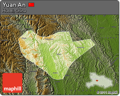 Physical Map of Yuan An, darken