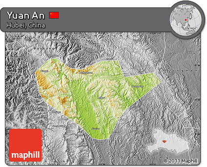 Physical Map of Yuan An, desaturated
