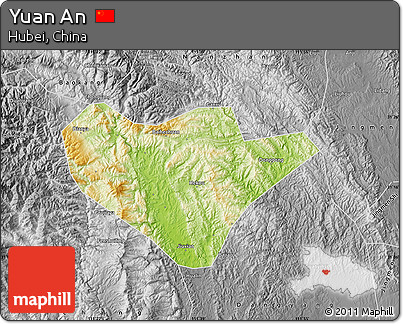 Physical Map of Yuan An, desaturated