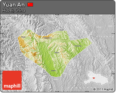 Physical Map of Yuan An, lighten, desaturated
