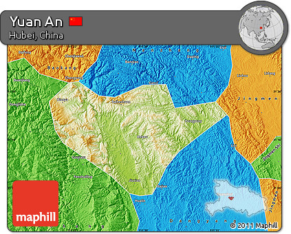 Physical Map of Yuan An, political outside