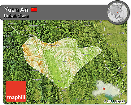 Physical Map of Yuan An, satellite outside