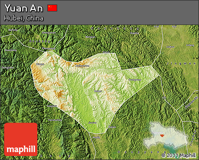 Physical Map of Yuan An, satellite outside