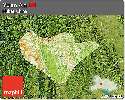 Physical Map of Yuan An, satellite outside