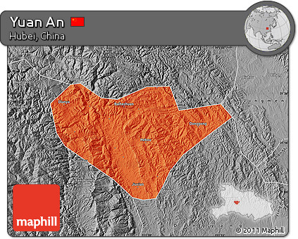 Political Map of Yuan An, desaturated