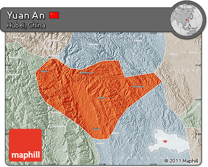 Political Map of Yuan An, lighten, semi-desaturated