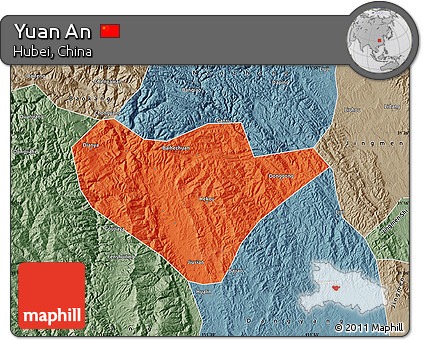 Political Map of Yuan An, semi-desaturated