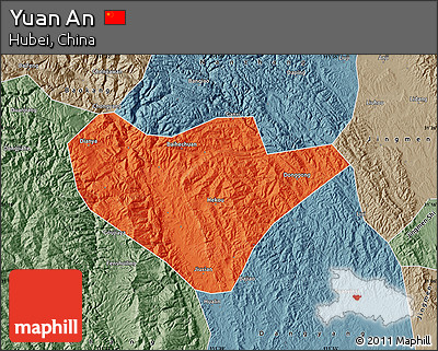 Political Map of Yuan An, semi-desaturated