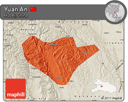 Political Map of Yuan An, shaded relief outside