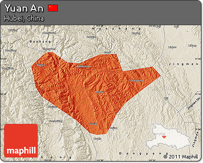 Political Map of Yuan An, shaded relief outside