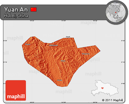 Political Map of Yuan An, single color outside