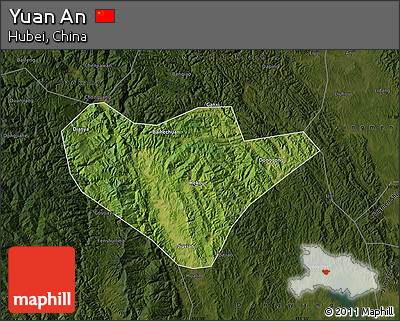 Satellite Map of Yuan An, darken