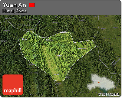 Satellite Map of Yuan An, darken