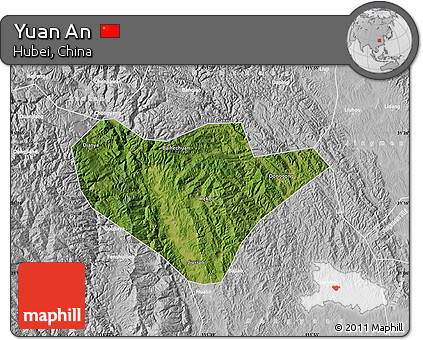 Satellite Map of Yuan An, lighten, desaturated