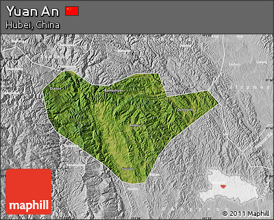 Satellite Map of Yuan An, lighten, desaturated
