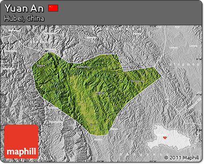 Satellite Map of Yuan An, lighten, desaturated