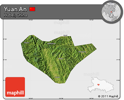 Satellite Map of Yuan An, single color outside