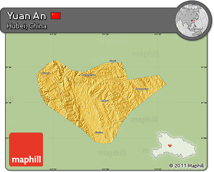 Savanna Style Map of Yuan An, single color outside