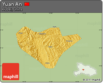 Savanna Style Map of Yuan An, single color outside