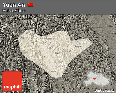 Shaded Relief Map of Yuan An, darken