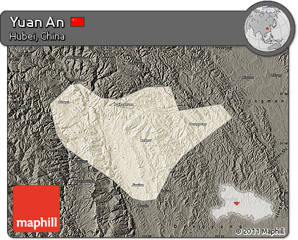 Shaded Relief Map of Yuan An, darken