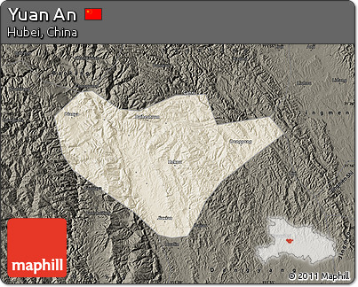 Shaded Relief Map of Yuan An, darken