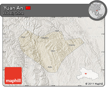 Shaded Relief Map of Yuan An, lighten