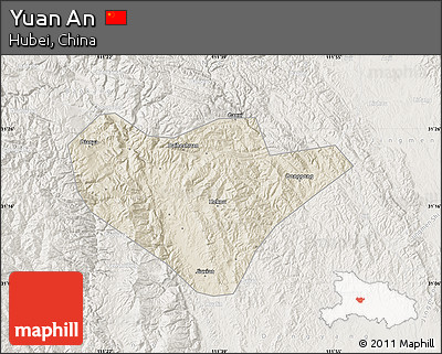 Shaded Relief Map of Yuan An, lighten