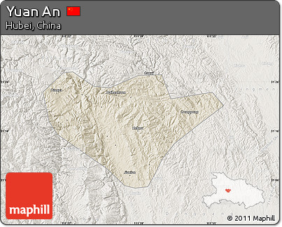 Shaded Relief Map of Yuan An, lighten