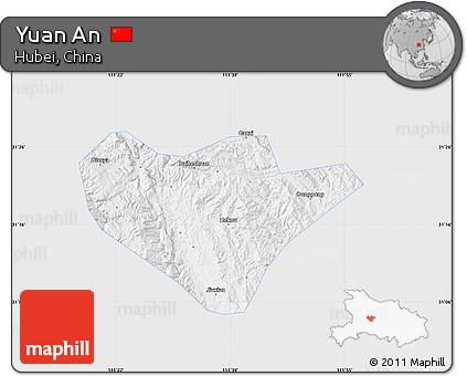 Silver Style Map of Yuan An, single color outside