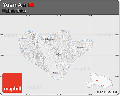 Silver Style Map of Yuan An, single color outside