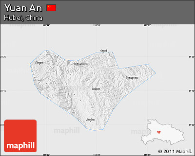 Silver Style Map of Yuan An, single color outside