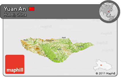 Physical Panoramic Map of Yuan An, cropped outside