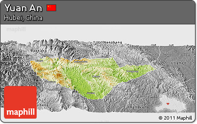Physical Panoramic Map of Yuan An, desaturated