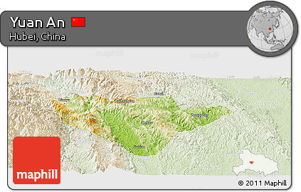 Physical Panoramic Map of Yuan An, lighten