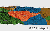 Political Panoramic Map of Yuan An, darken