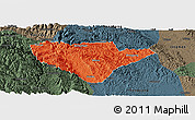 Political Panoramic Map of Yuan An, darken, semi-desaturated
