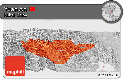 Political Panoramic Map of Yuan An, lighten, desaturated
