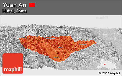 Political Panoramic Map of Yuan An, lighten, desaturated