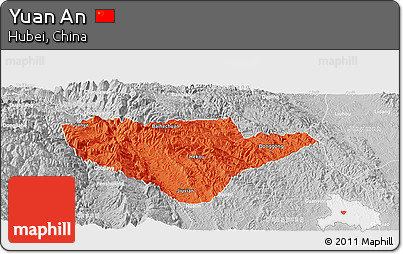 Political Panoramic Map of Yuan An, lighten, desaturated